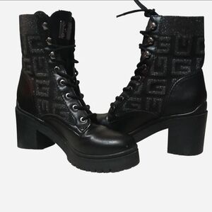 Black Lace-Up Guess Ankle Boots